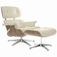 кресло eames style lounge chair & ottoman кремовое в Уфе