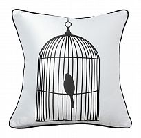 подушка с птичкой в клетке birdie in a cage white в Уфе