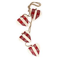 гирлянда новогодняя подвесная сердца в красную полоску со снежинками christmas hearts, 60 см в Уфе