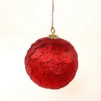 шар новогодний красный с блестящими чешуйками paper ball, 10 см в Уфе