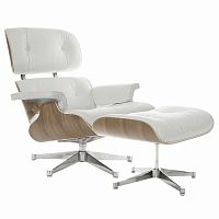 кресло eames style lounge chair & ottoman белое в Уфе