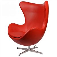 кресло arne jacobsen style egg chair кожа красное в Уфе