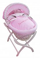 колыбель-переноска gift wicker moses basket белая, розовое белье в Уфе