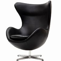 кресло с подлокотниками arne jacobsen style egg chair черное в Уфе