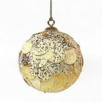 шар новогодний золотой с мраморными чешуйками paper ball, 10 см в Уфе