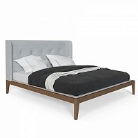 кровать двуспальная с мягким изголовьем 160x200 светло-серая fly soft new в Уфе