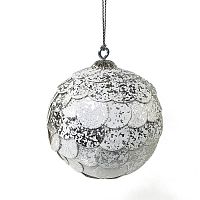 шар новогодний серебряный с мраморными чешуйками paper ball, 10 см в Уфе