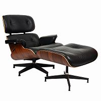 кресло eames style lounge chairчерное с коричневым в Уфе