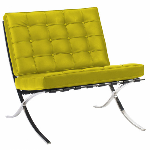 кресло barcelona chair кожа лимонное в Уфе
