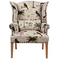 кресло мягкое с ушами quinn tufted armchair бежевое с рисунком в Уфе